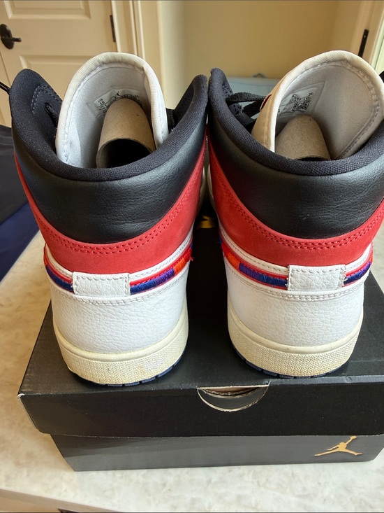 Nike Air Jordan 1 Mid White Blue Red Retro Basketball Shoes main image 4